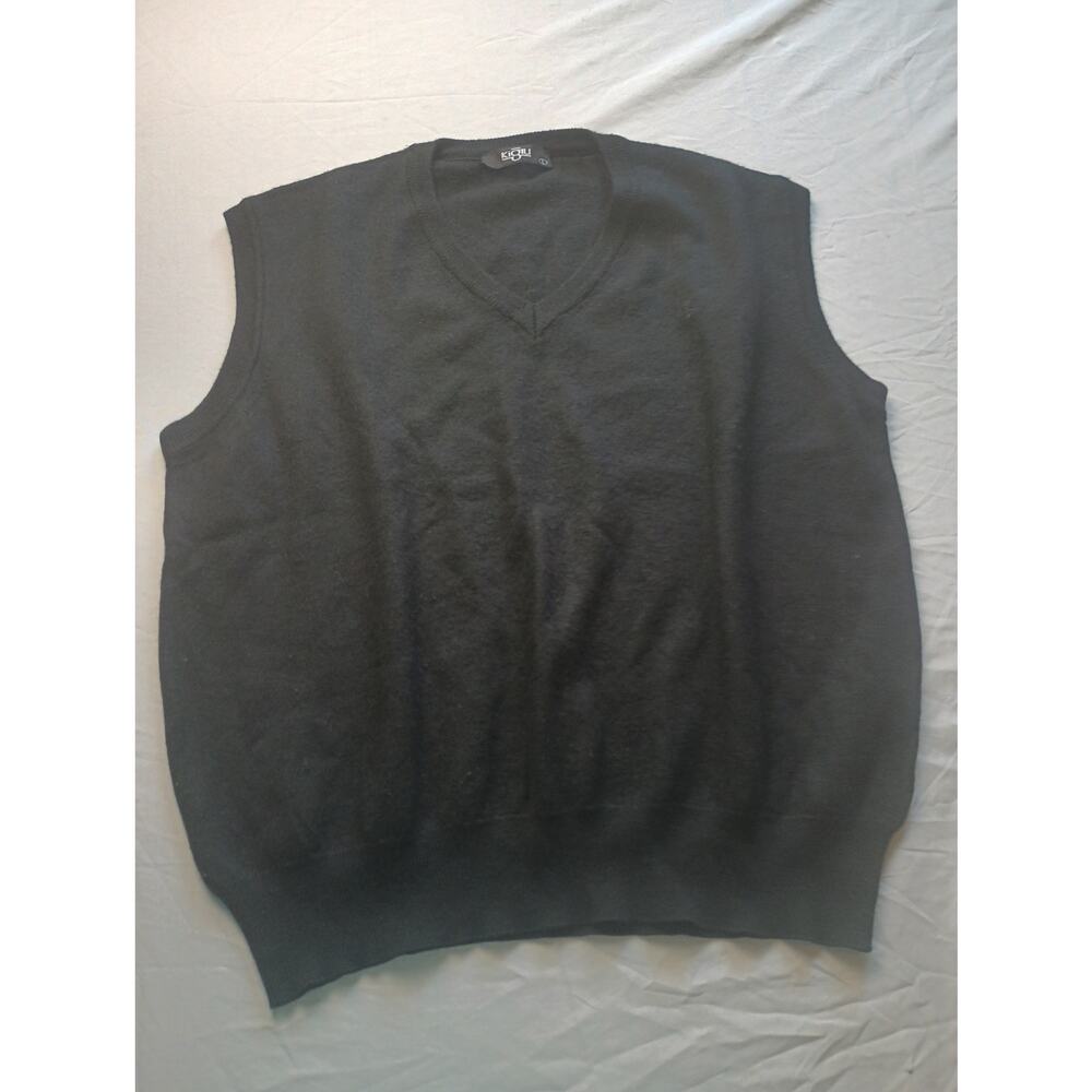 Vintage Mens‎ Wool Sweater Black Kigili V Neck pull on Size Large fits smaller